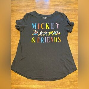 Disneys Mickey Mouse and Friends Black Short Sleeve T Shirt Womens SZ 0X Casual